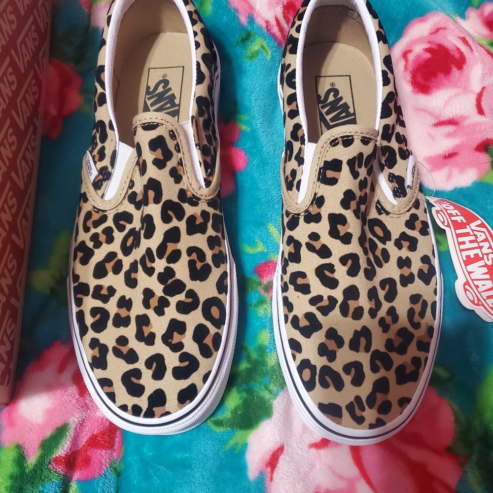 Vans leopard slip ons size 9.5